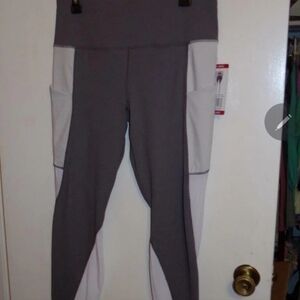 Active Life Two-Tone Gray High-Waist Pocket Leggings